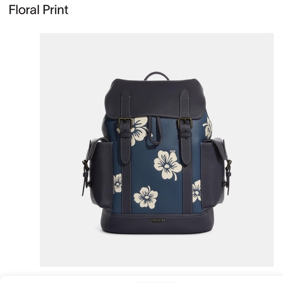 Coach hitch bag-pack in blue and white leather - Picture 5 of 5